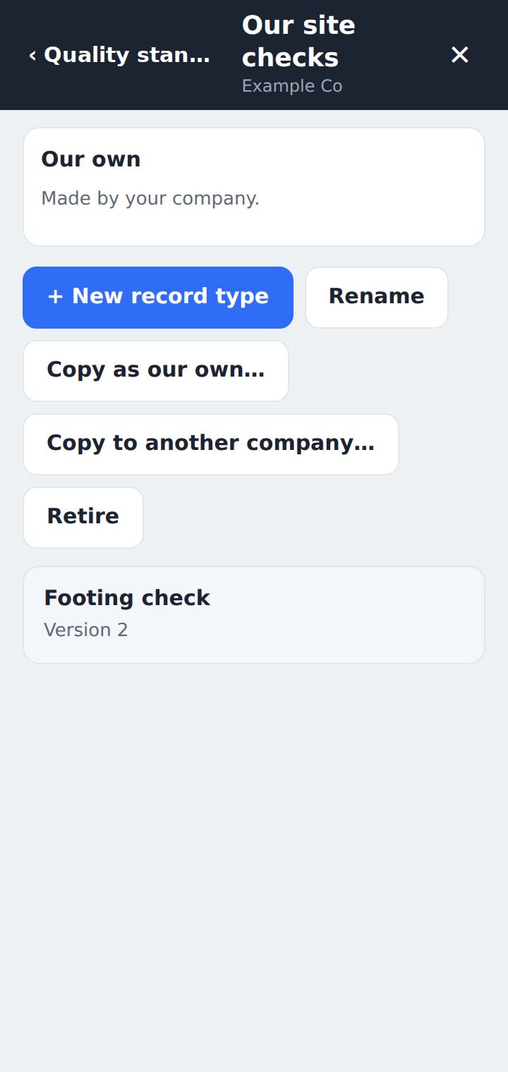 A standard of the company's own, with its type of check inside it