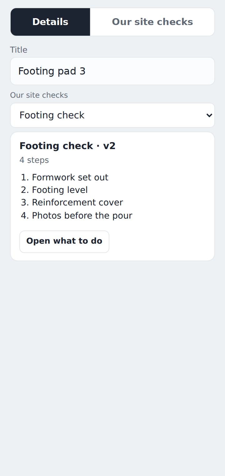 A task with its type of check picked